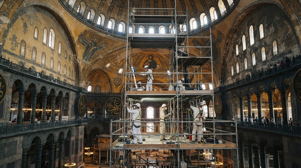 Ayasofya'da Cumhuriyet Tarihinin En Kapsamlı Restorasyonu Devam Ediyor